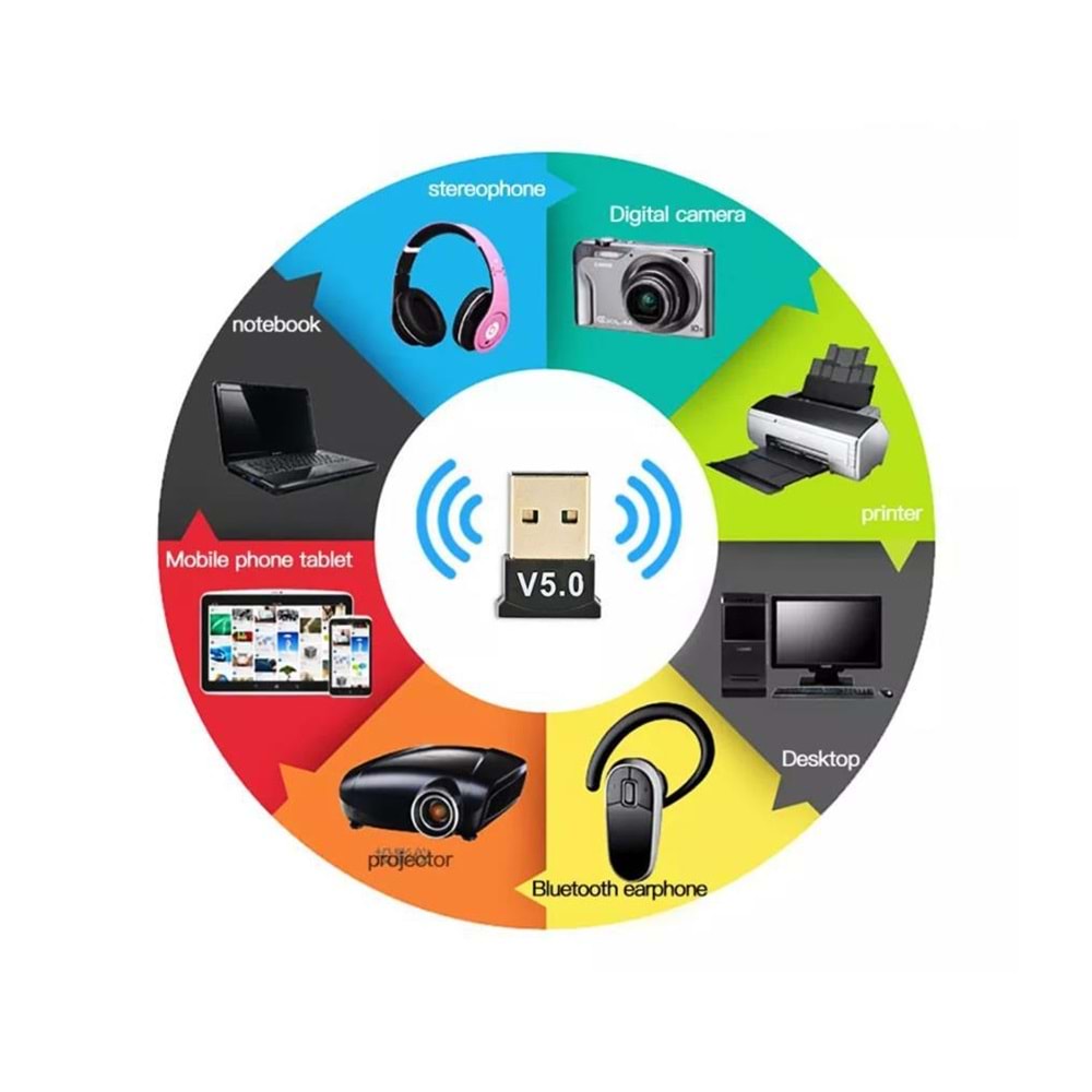 NBTech NB-AC-BTU50 Bluetooth 5.0 Alıcı, Mini Dongle Usb Alıcı, Bluetooth 5.0 Adaptör, USB Bluetooth 5.0, Win10 Tak Çalıştır, Çoklu Cihaz Bağlama