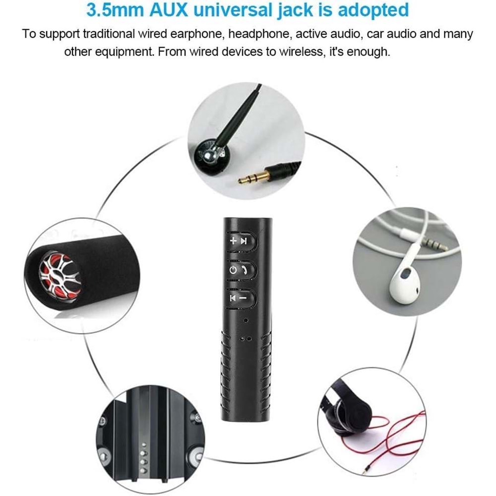 NBTech NB-BT450 Bluetooth Aux Çevirici, Araç Aux Bluetooth Çevirici, V5.0 Bluetooth Aux Çevirici