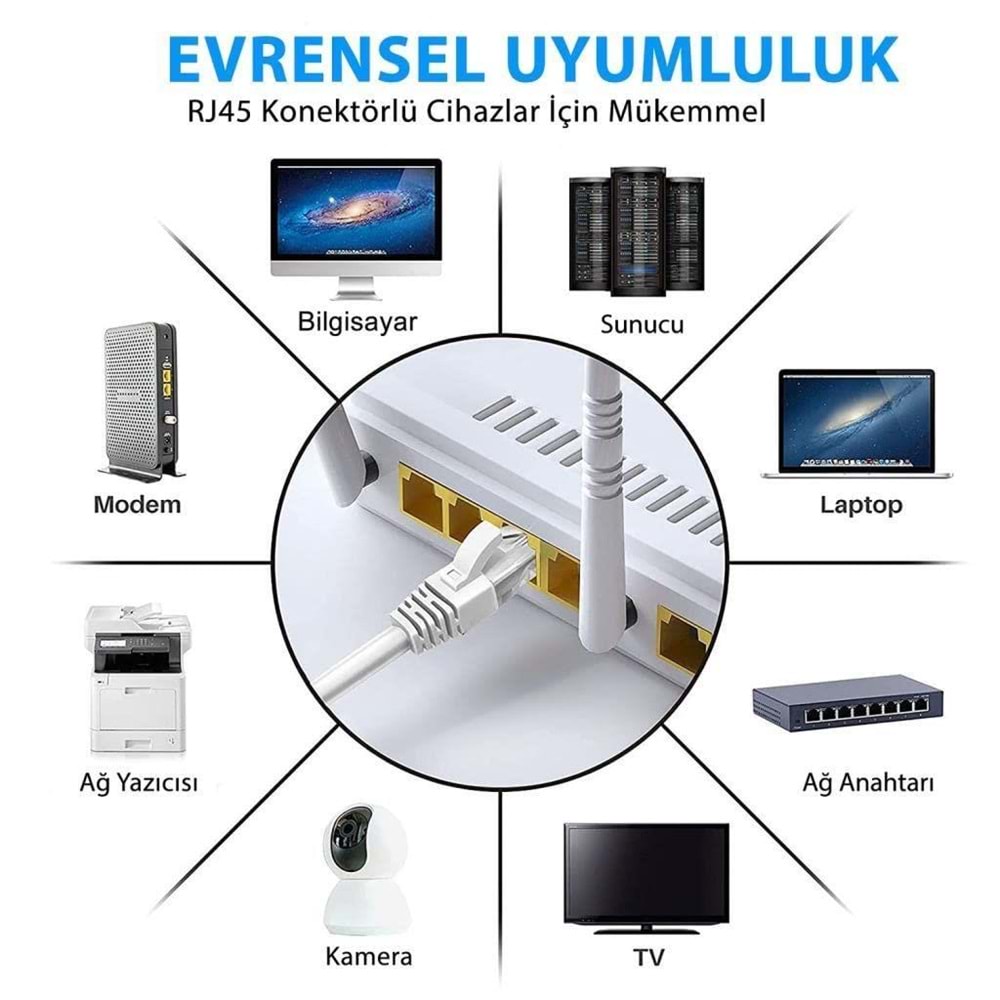 PrimeX PX-CAT615G 23AWG Gri 15 Metre Cat6E Ethernet Kablosu, Gigabit Cat6 internet Kablosu (Gigabit)