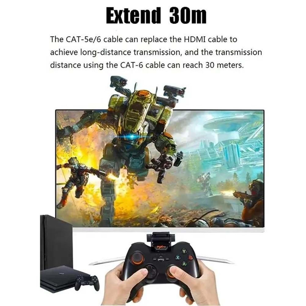 NBTech NB-HDEX30 30 metre CAT6 Network Üzerinden 4K HDMI Uzatıcı, 4K HDMI Extender, Cat6 Hdmi Görüntü Aktarma (4K HDMI 2.0 CAT6 Aktarma)