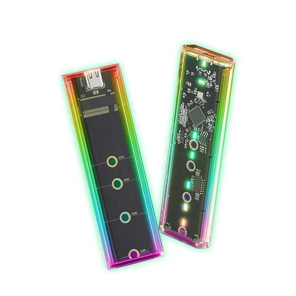 NBTech NB-M2001 RGB M2 Sata, M2 NVMe SSD Kutusu, Type C USB3.0 NVMe SSD Kutusu ,NVMe M.2 SSD Hdd Kutusu, M2 SSD USB Çevirici (NVMe ve NGFF SSD Kutusu)