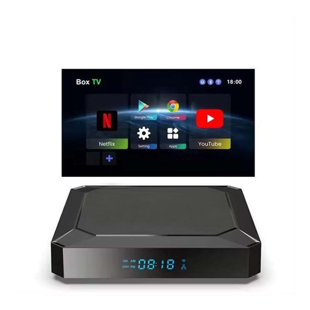 NBTech NB-SB3 SHOAMİ 4K Android box, 4GB Ram 64GB Hafıza Smart TV Çevirici, Android TV Box, (4K, HDR10+ HEVC, 2xUSB, RJ45, Optik Ses, MSC, 2.5 + 5G Wifi)