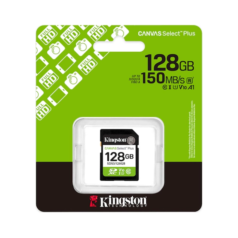 Kingston Canvas Select Plus 128GB Class 10 UHS-I U1 A1 V10 Hafıza Kartı