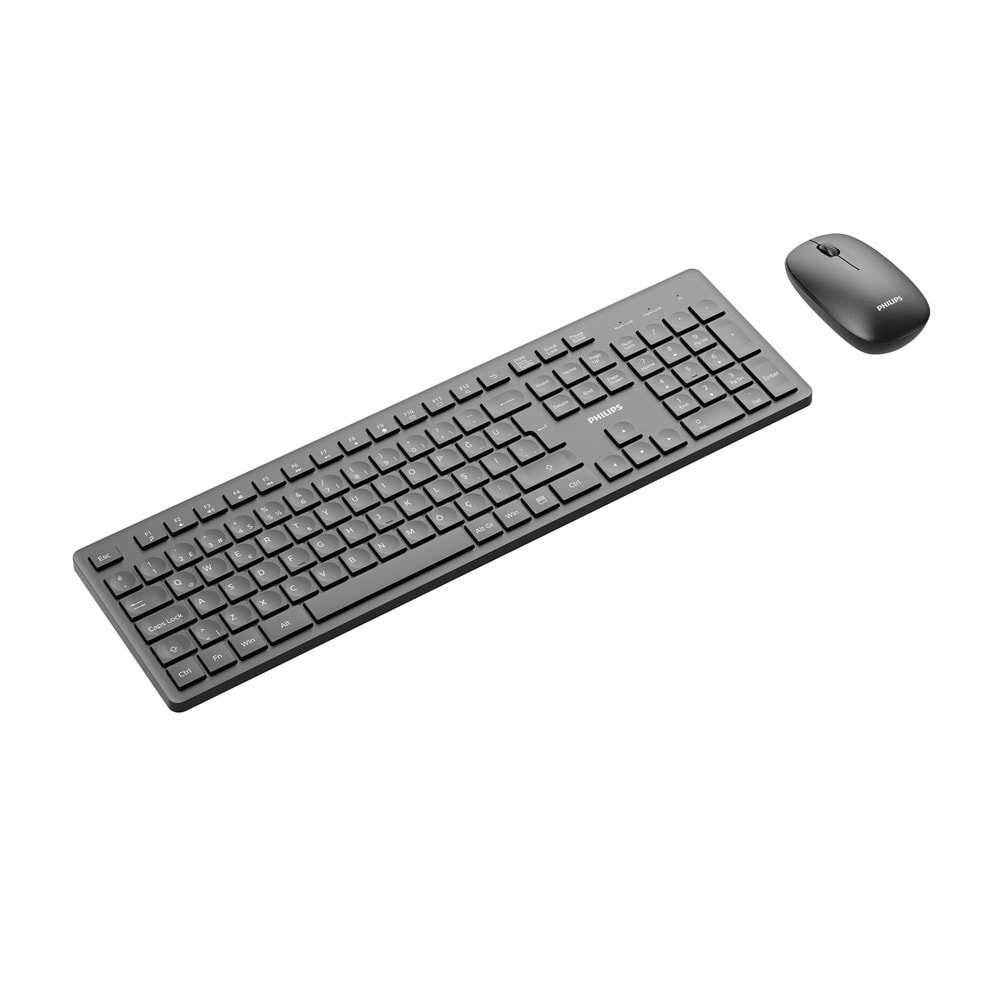 Philips SPT6318 Kablosuz Türkçe Q Klavye ve Mouse Seti - Siyah (Ergonomik ve Sessiz)