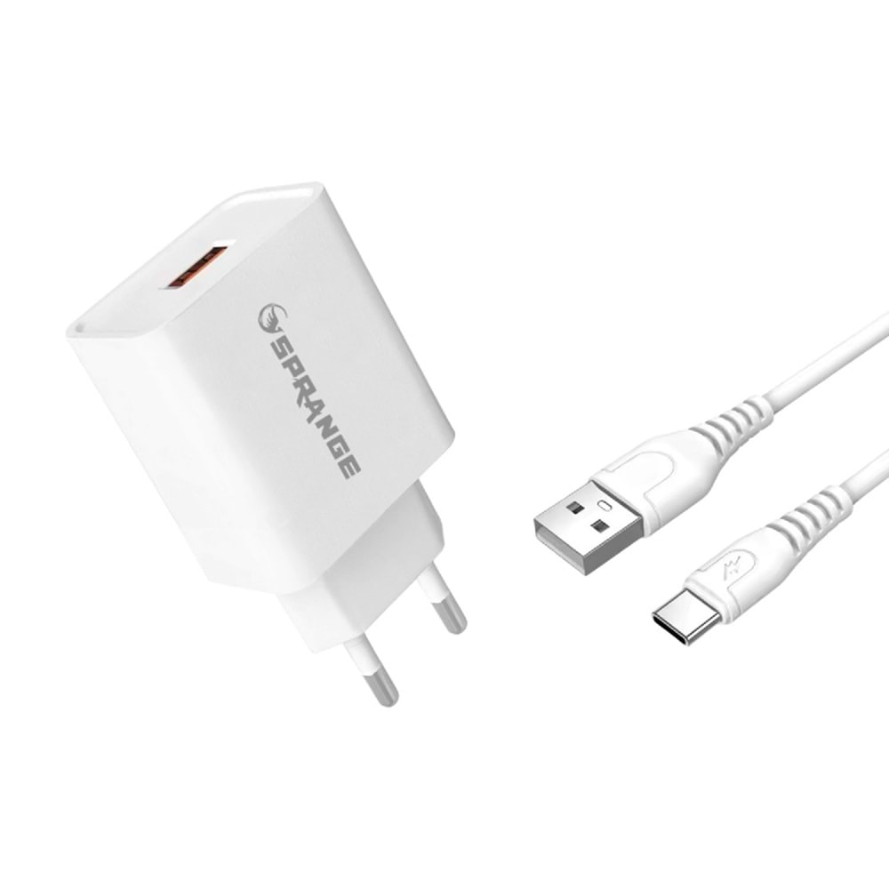 SPRANGE T-40 22W USB-A Başlık - Type-C Data & Şarj Usb Kablo