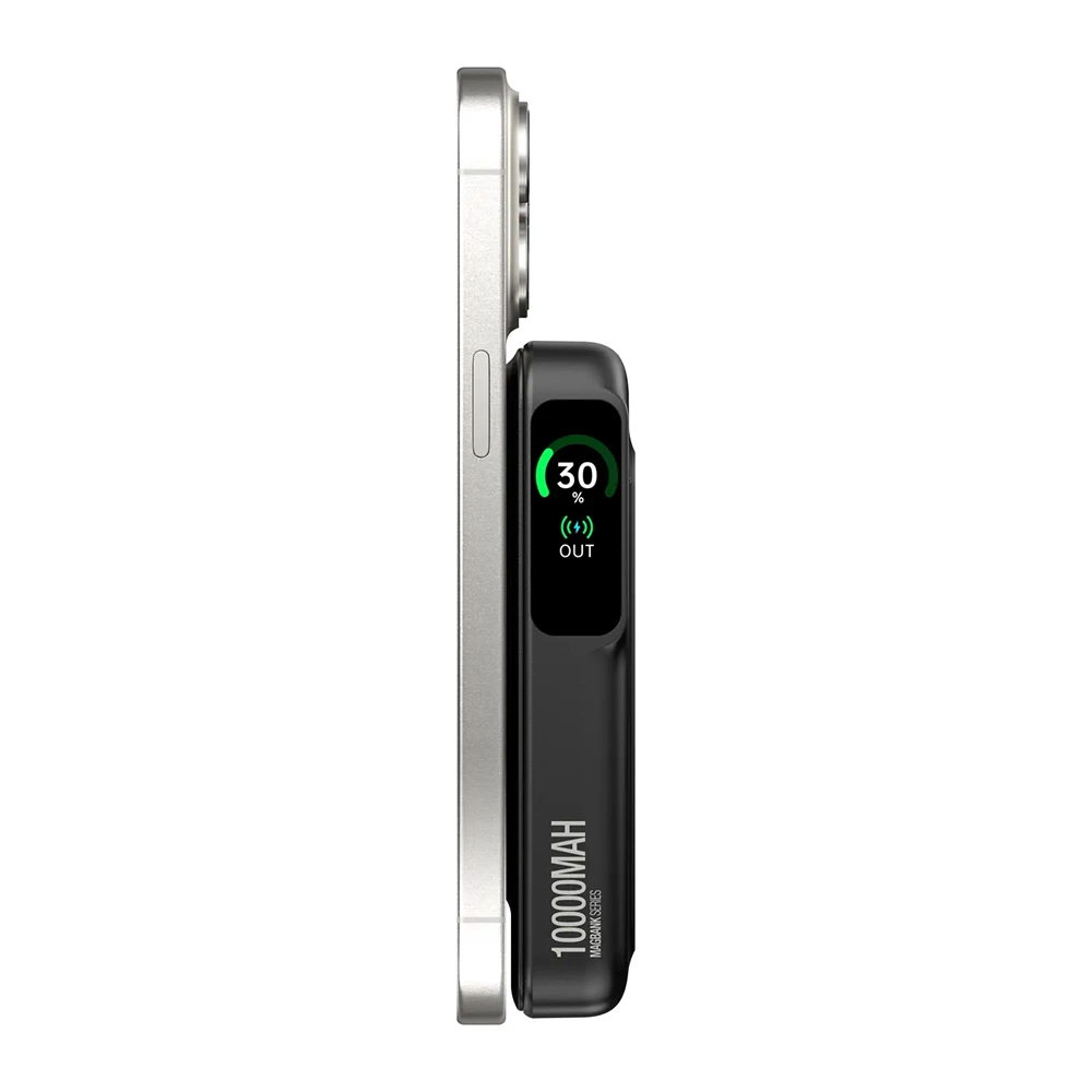 BIX TPB16 6’sı 1 Arada 10000mAh Manyetik OLED Ekranlı Kablosuz Powerbank Siyah