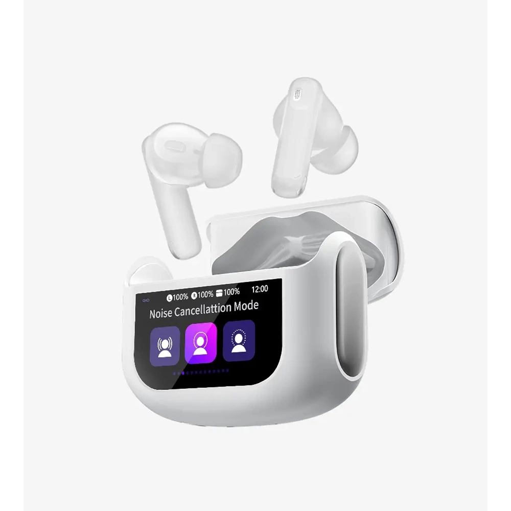 Linktech TW45B Premium Dokunmatik LED Ekranlı ANC TWS Bluetooth 5.4 Kulak İçi Kablosuz Kulaklık USB-C Beyaz