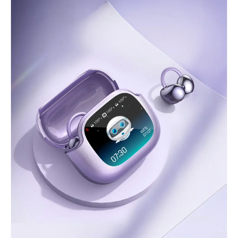 LinkTech TW50 Premium Mor Dokunmatik Ekran AI Destekli TWS Bluetooth 6.0 Kablosuz Kulaklık