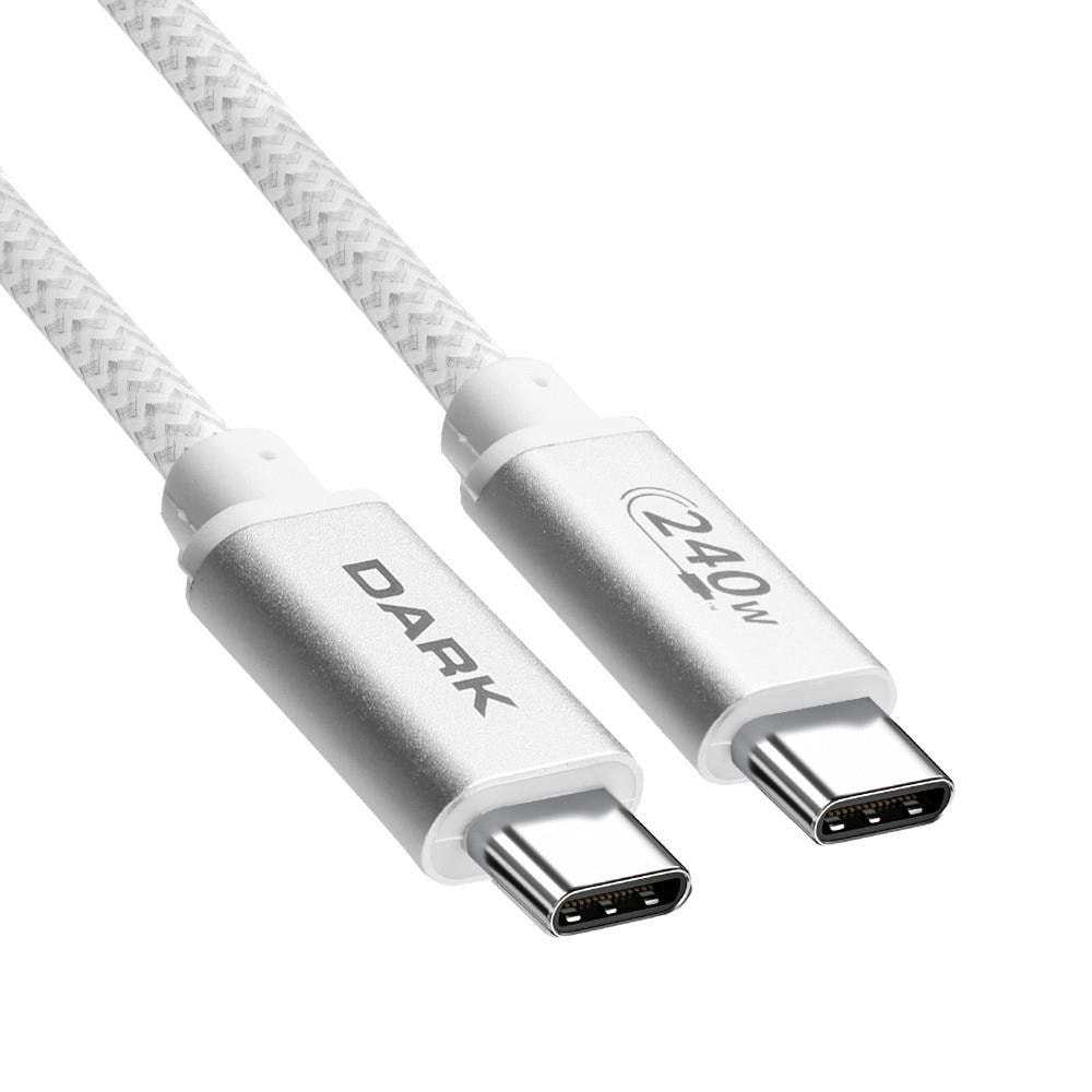 Dark Beyaz 1m USB Type-C 240W PD Ultra Hızlı Şarj ve 480Mbps Örgülü Kablo DK-CB-USB240PD101