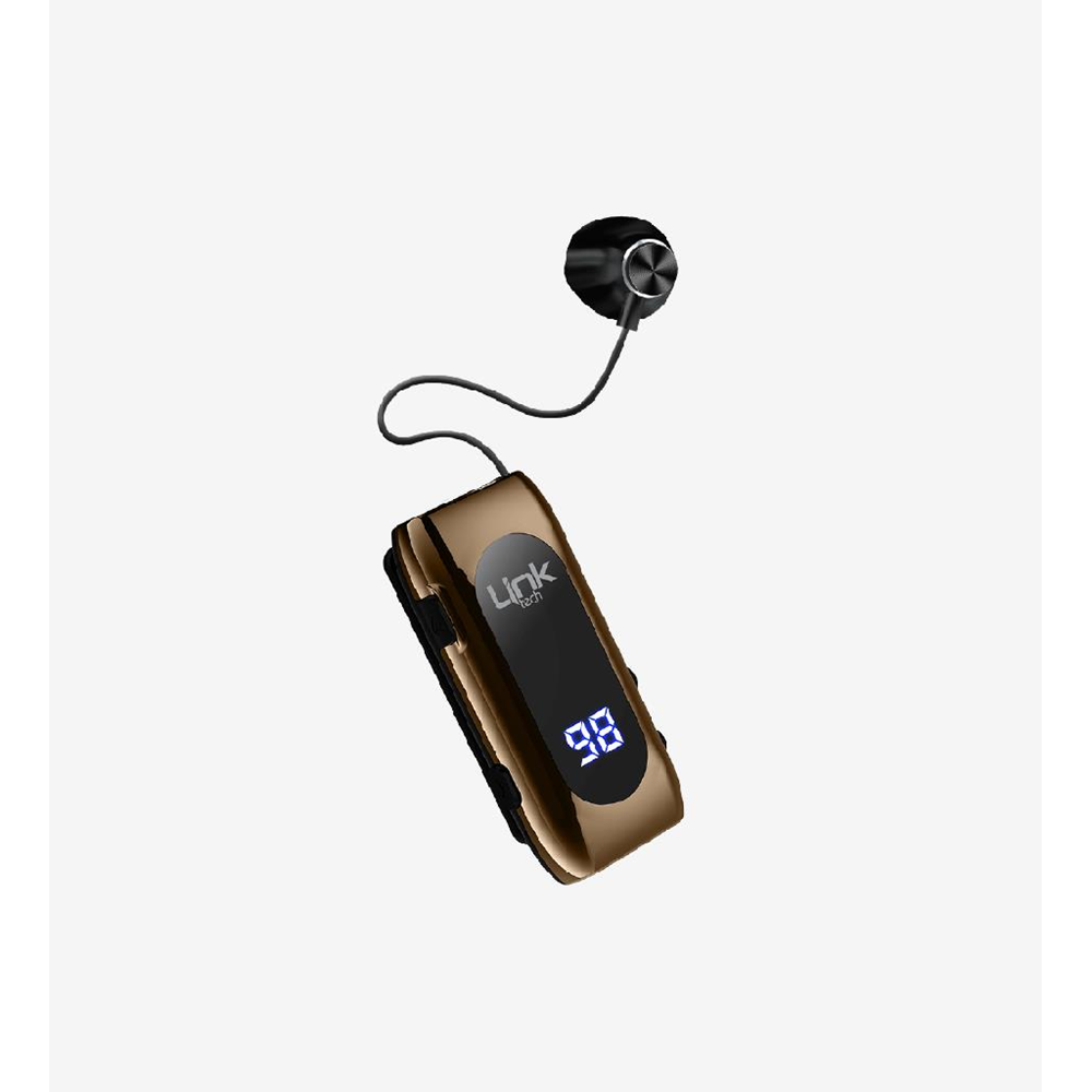 LinkTech V80 PRO Gold Makaralı Titreşimli Bluetooth Kulaklık, Göstergeli Bluetooth V5.2 Makaralı Kulaklık 20 Saat
