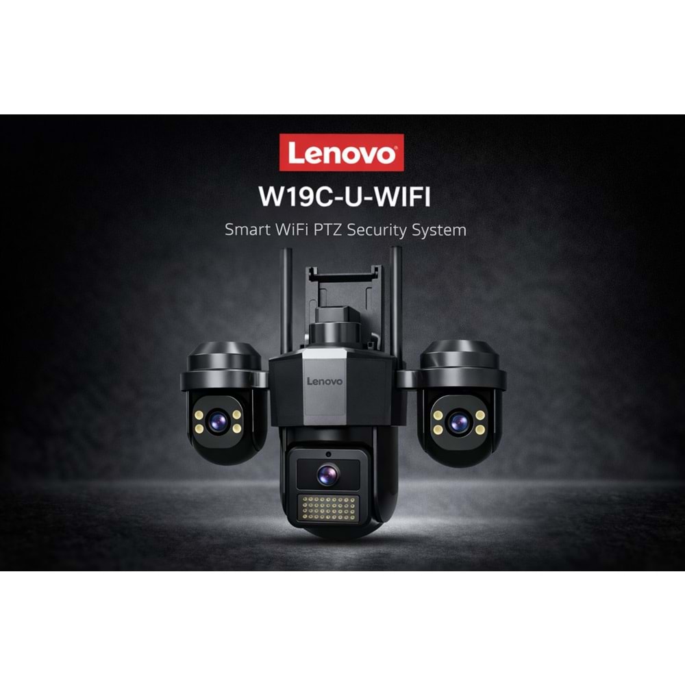 Lenovo W19C-U(JA-W11C-Z) 4G SIM Güvenlik Kamerası | 3 Lens PTZ Gece Görüşlü Akıllı Kamera