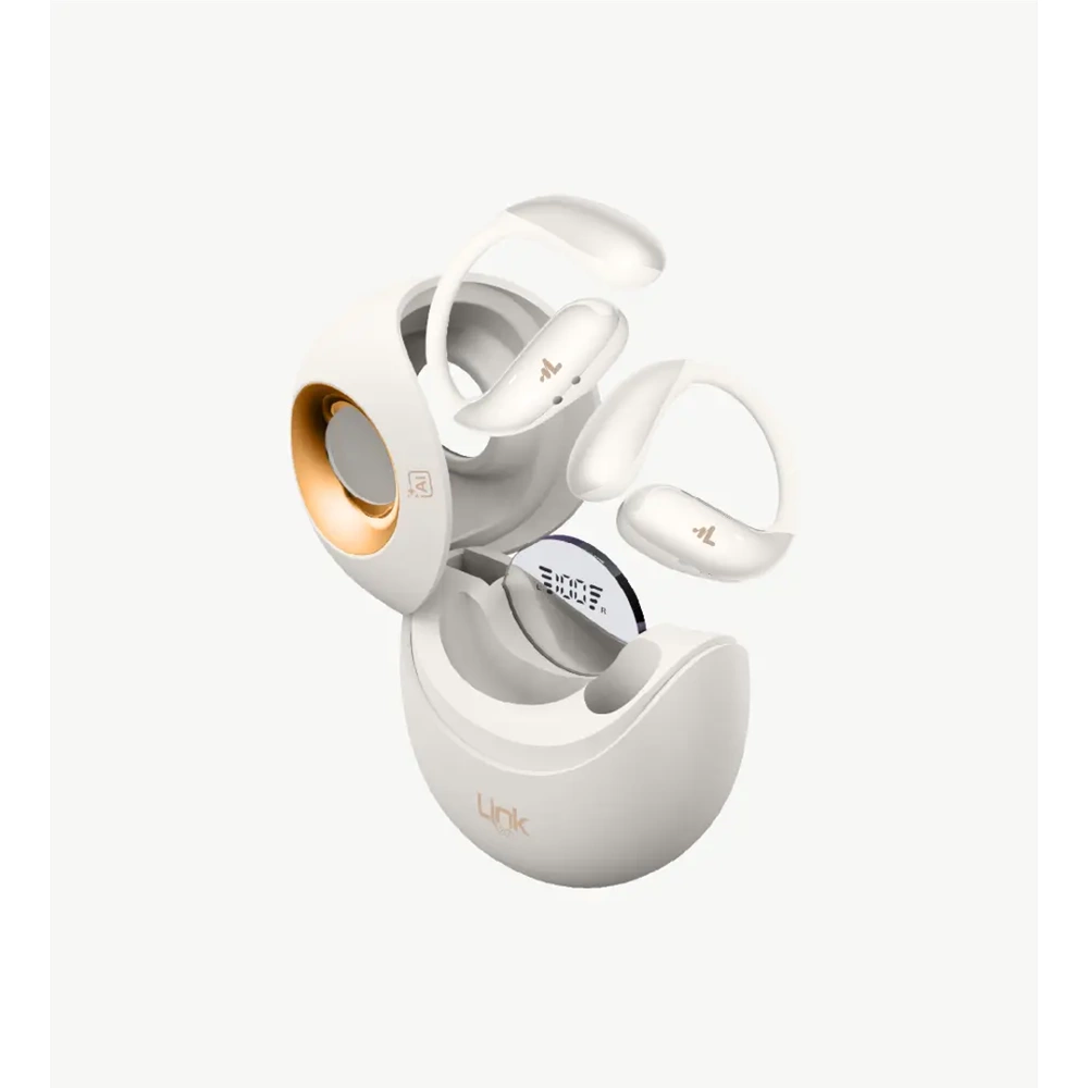 LinkTech X166 Cream Açık Kulak Tasarım AI Dijital Ekranlı Bluetooth 6.0 Kablosuz Kulaklık