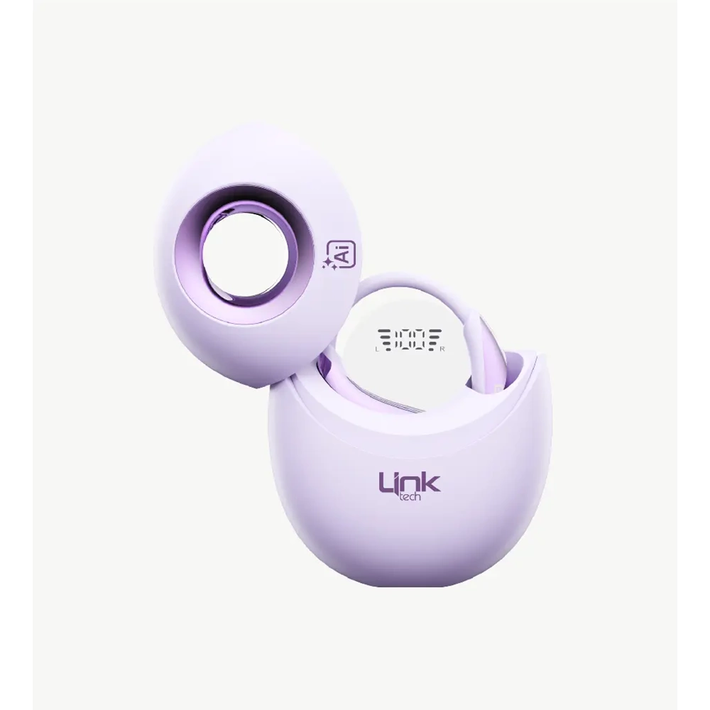 LinkTech X166 Purple Açık Kulak Tasarım AI Dijital Ekranlı Bluetooth 6.0 Kablosuz Kulaklık