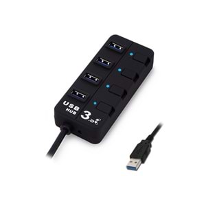 S-link SL-U307B 4 Port USB 3.0 Açma Kapama Düğmeli Siyah USB Hub