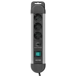 S-link SPGKS03 1.5M 3'lü 900 Joule Akım Korumalı Gri Grup Priz