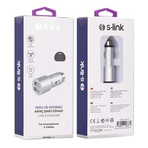 S-link Swapp SW-C7 5V 3.1A Çift Usb Silver Araç Şarj Cihazı