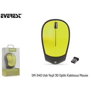 Everest SM-340 Usb Yeşil 3D Optik Süper Sessiz Alkalin Pilli Kablosuz Mouse