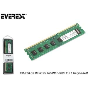 Everest RM-83 8 Gb Masaüstü 1600Mhz DDR3 CL9 16 Çipli RAM