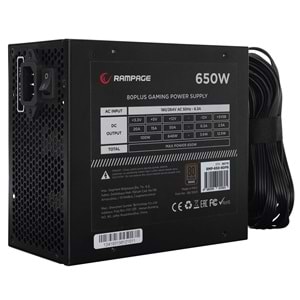 Rampage RMP-650-80PB 650W 14cm Siyah Fan 80 Plus Bronze Aktif PFC Power Supply