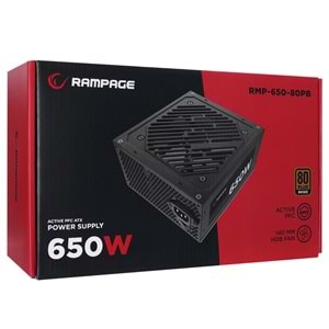 Rampage RMP-650-80PB 650W 14cm Siyah Fan 80 Plus Bronze Aktif PFC Power Supply