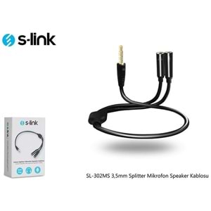 S-link SL-302MS 3.5mm Mikrofon Kulaklık Çoklayıcı Kablo, Çevirici