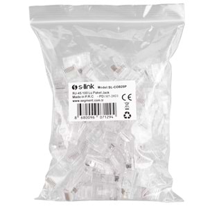S-link SL-COB20P EZ RJ45 Cat6 Yeni Nesil Delikli Jack Konnektör 100 Adet