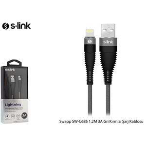 S-link Swapp SW-C685 1.2M 3A Lightning Gri Şarj Kablosu