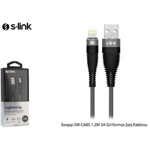 S-link Swapp SW-C685 1.2M 3A Lightning Gri Şarj Kablosu
