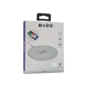 S-Link Swapp SW-CWF80 QI Sertifikalı 10W 5V/2A- 9V/1.1A Beyaz Kablosuz Şarj Cihazı