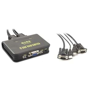 S-Link SL- MPC4602 2 Port VGA 2 Port Usb 1.8m M/M Kablolu Otomatik Kvm Siyah Switch