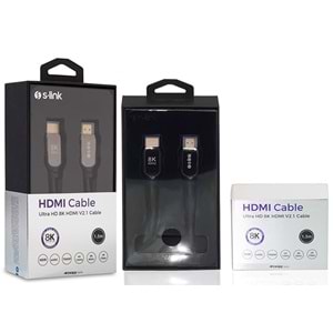S-link SL-H8K01 1.5 Metre HDMI 2.1 8K Ultra HDR Metal Kılıflı Kablo