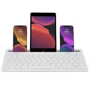 Everest KB-BT82 Beyaz/Gümüş Bluetooth Ultra İnce+Şarjlı Q Mac/Win/Android/Ios Uyumlu Kablosuz klavye OUTLET