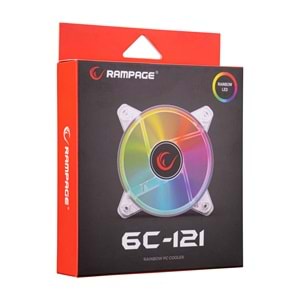 Rampage 6C-121 120mm Molex + 3 Pin Rainbow LED Kasa Fanı Outlet