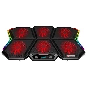 Rampage AD-RX44 X-GALE 6 Fanlı 12 RGB Işık Modlu 7 Kademe Standlı LCD Göstergeli Notebook Soğutucu