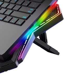 Rampage AD-RX44 X-GALE 6 Fanlı 12 RGB Işık Modlu 7 Kademe Standlı LCD Göstergeli Notebook Soğutucu