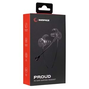 Rampage RM-K36 PROUD Siyah 3.5mm Kulak İçi Mikrofonlu Gaming Oyuncu Kulaklığı