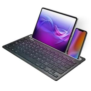 Everest KB-BT82 Siyah/Gümüş Bluetooth Ultra İnce+Şarjlı Q Mac/Win/Android/Ios Uyumlu Kablosuz klavye OUTLET
