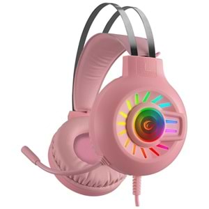 Rampage RM-K44 ZENGIBAR Pembe 7.1 Surround RGB Işık Efekti Mikrofonlu Oyuncu Kulaklığı OUTLET