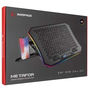 Rampage AD-RC34 METAFOR Siyah 6 Fanlı RGB Işıklı 10-19 Notebook Soğutucu Stand