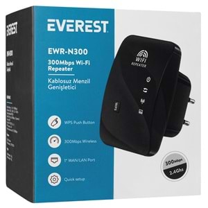 Everest EWR-N300 2.4GHz 300Mbps Repeater + Access Point Wi-Fi Menzil Genişletici