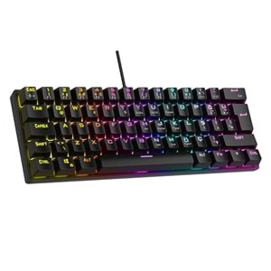 Rampage PLOWER K60 Siyah 12 Işık Modlu Mekanik Bilek Destekli Red Switch Gaming Oyuncu Klavye