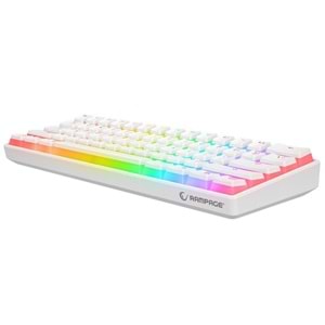 Rampage KB-R135 PARVUS Beyaz Type-C Bağlantılı RGB Puding Tuşlu Red Switch İngilizce Q Gaming Oyuncu Klavye
