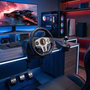 Rampage V902 PS3/PS4/PC/XBOXONE/XBOX360 /SWITCH 3 Pedallı -El Vitesli Gaming Oyuncu Direksiyonu OUTLET