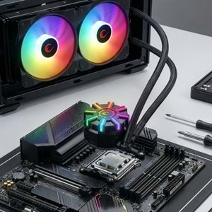 Rampage HELIOS C2 Siyah 240mm Rainbow RGB Sıvı İşlemci Soğutucu AM5 LGA1700