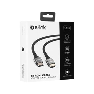 S-link SLX-HD4K015 1.5 Metre HDMI 2.0 4K 60Hz Metal HDMI Kablo