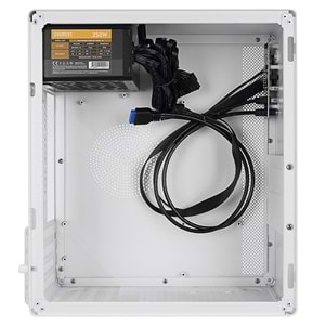 Everest K250 PEAK 250W MICRO PSU Beyaz USB3.0+USB2.0+TYPE-C+HD AUDIO Kompakt Mid-T PC Kasası