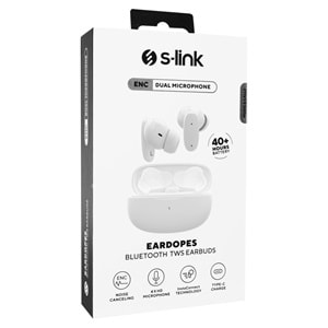 S-Link EARDOPES SL-TWS08 Beyaz 4 Mikrofonlu ENC Dual Mic TWS Bluetooth 5.3 Kablosuz Kulaklık 500mAh Type-C
