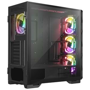Rampage MASTER Mesh+Temperli Cam Dikey VGA Tutucu 4*ARGB Fan+Hub E-ATX Gaming Oyuncu Kasası