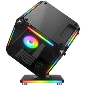 Rampage RUBICK 1*12cm ARGB Fan + Kontolcü Led Şeritli Standlı 1*USB3.0+2*USB2.0+HD AUDIO Konsept Gaming Oyuncu Kasası