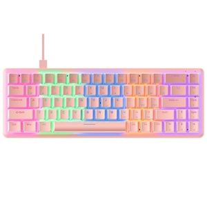 Rampage REBEL Pembe Low Profile BLUE SWITCH Mekanik Gaming Oyuncu Klavye US Layout English Rainbow